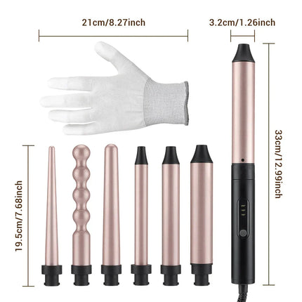 Set Ondulator profesional 6 in 1, bucle, umed uscat, cu dubla utilizare, ondulator electric, Ceramica ionica