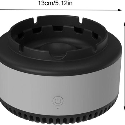 Scrumiera electrica cu aspiratie directa, suport din rasina epoxidica anti-topire, cu functie de purificare a aerului, odorizant pentru eliminarea mirosului, functioneaza cu baterii AA, gri - PromotiiZilnice