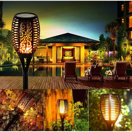 Set 8 Lămpi Solare pentru Grădină tip Torță cu Efect Flacără Realistă - PromotiiZilnice