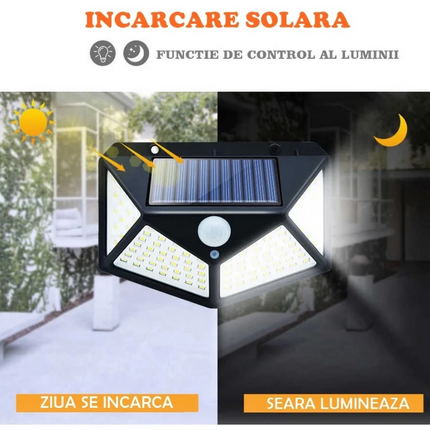 Set 8 Lampi solare 100 LED, cu senzor de miscare + Lanterna Cadou PromotiiZilnice