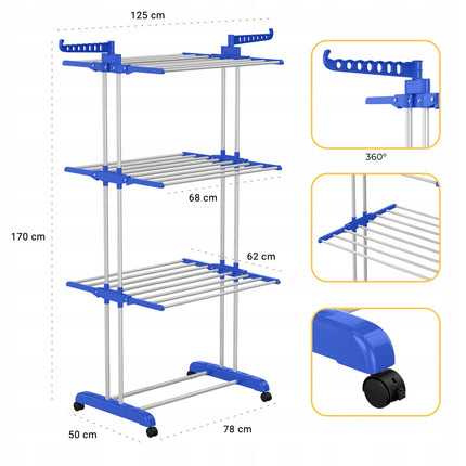 Uscator vertical rufe pliabil cu roti si suport umerase - PromotiiZilnice