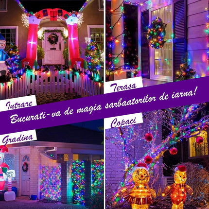 Instalatie De Craciun, 100 m, 480 LED -uri, Jocuri de Lumini, Pentru Exterior/Interior
