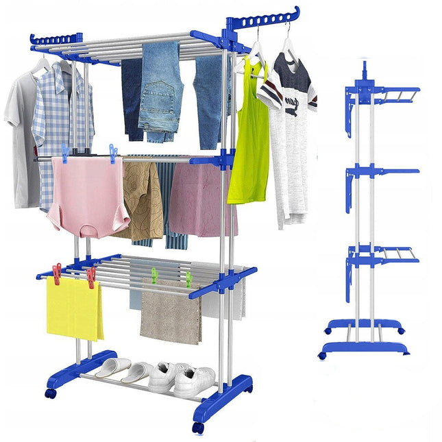 Uscator vertical rufe pliabil cu roti si suport umerase - PromotiiZilnice