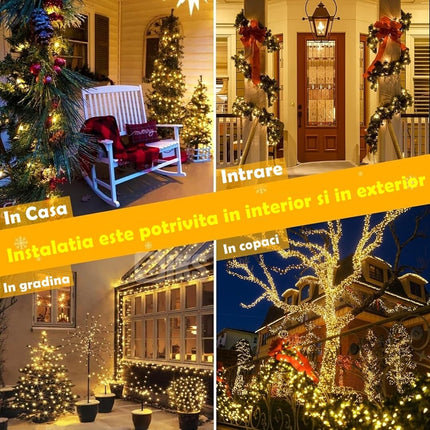 Instalatie De Craciun, 100 m, 480 LED -uri, Jocuri de Lumini, Pentru Exterior/Interior