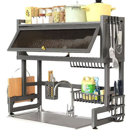 Scurgator, Raft vase, 85 cm lungime, otel Premium inoxidabil, anticoroziune, design versatil, uscare/depozitare, negru - PromotiiZilnice