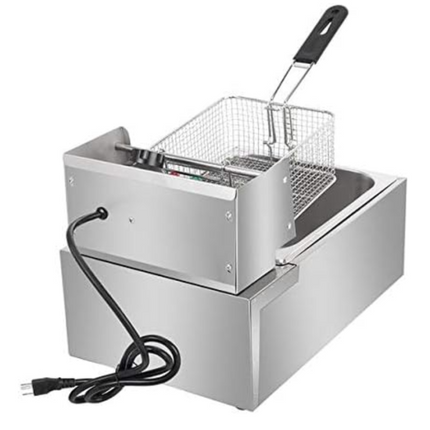 Friteuza Electrica Profesionala 6L, Inox, 2500W – Termostat Reglabil, Capac Antistropire, Usor de Curatat - PromotiiZilnice