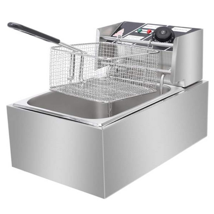 Friteuza Electrica Profesionala 6L, Inox, 2500W – Termostat Reglabil, Capac Antistropire, Usor de Curatat - PromotiiZilnice